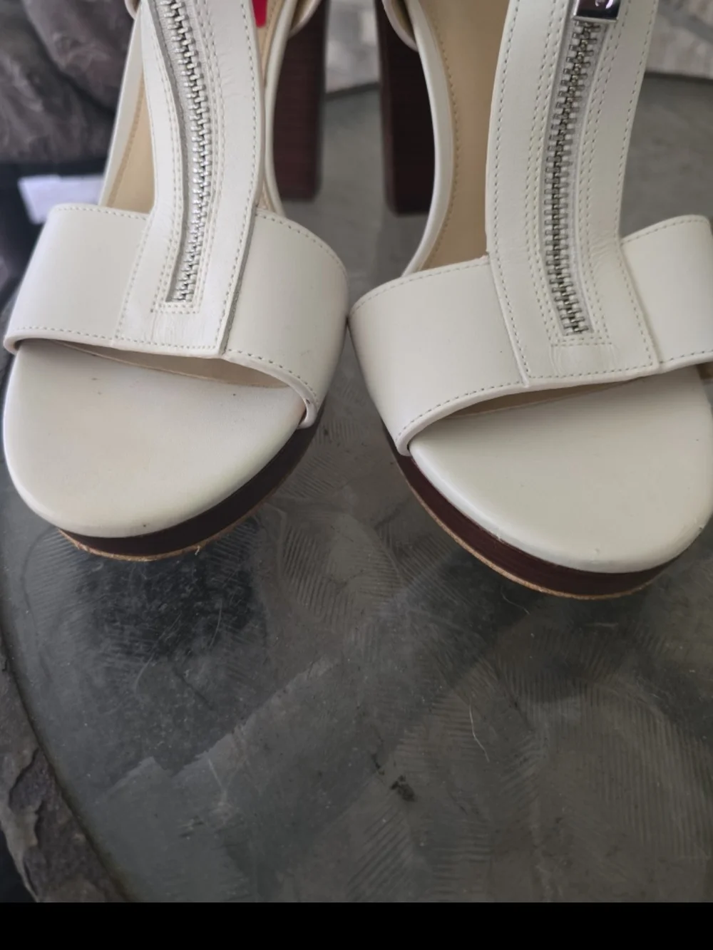 Michael Kors Berkley cream block heel sandals 9.5